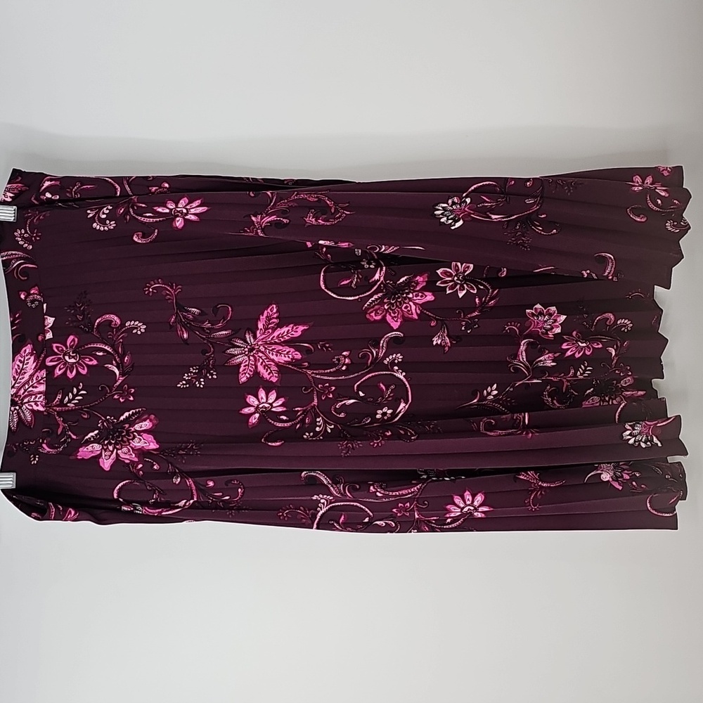 Chico's Pleated Purple Paisley Floral Cottagecore Soft Flowy Midi Skirt Sz:14 - Picture 11 of 12